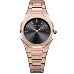Montre D1 Milano Rose Night Ultra Thin 34 - Femme Quartz- Cadran Noir- 40 Mm - Acier Et PVD Rose - UTBL06
