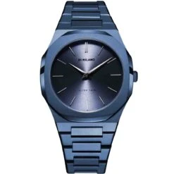 Montre D1 Milano Ultra Thin Monochrome Midnight - Homme Quartz- Cadran Bleu- 40 Mm - Acier Et PVD - UTBJ21