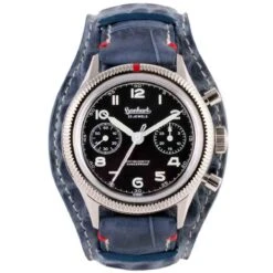 Montre Hanhart 417 ES - 42 Mm Steve Mc. Croco Bleu Mécanique Diamètre 42 Mm- H721.210-7010-crocobleu