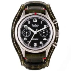 Montre Hanhart 417 ES - 42mm - Steve Mc. Croco Kaki Mécanique Diamètre 42 Mm- H721.210-7010-crocokaki