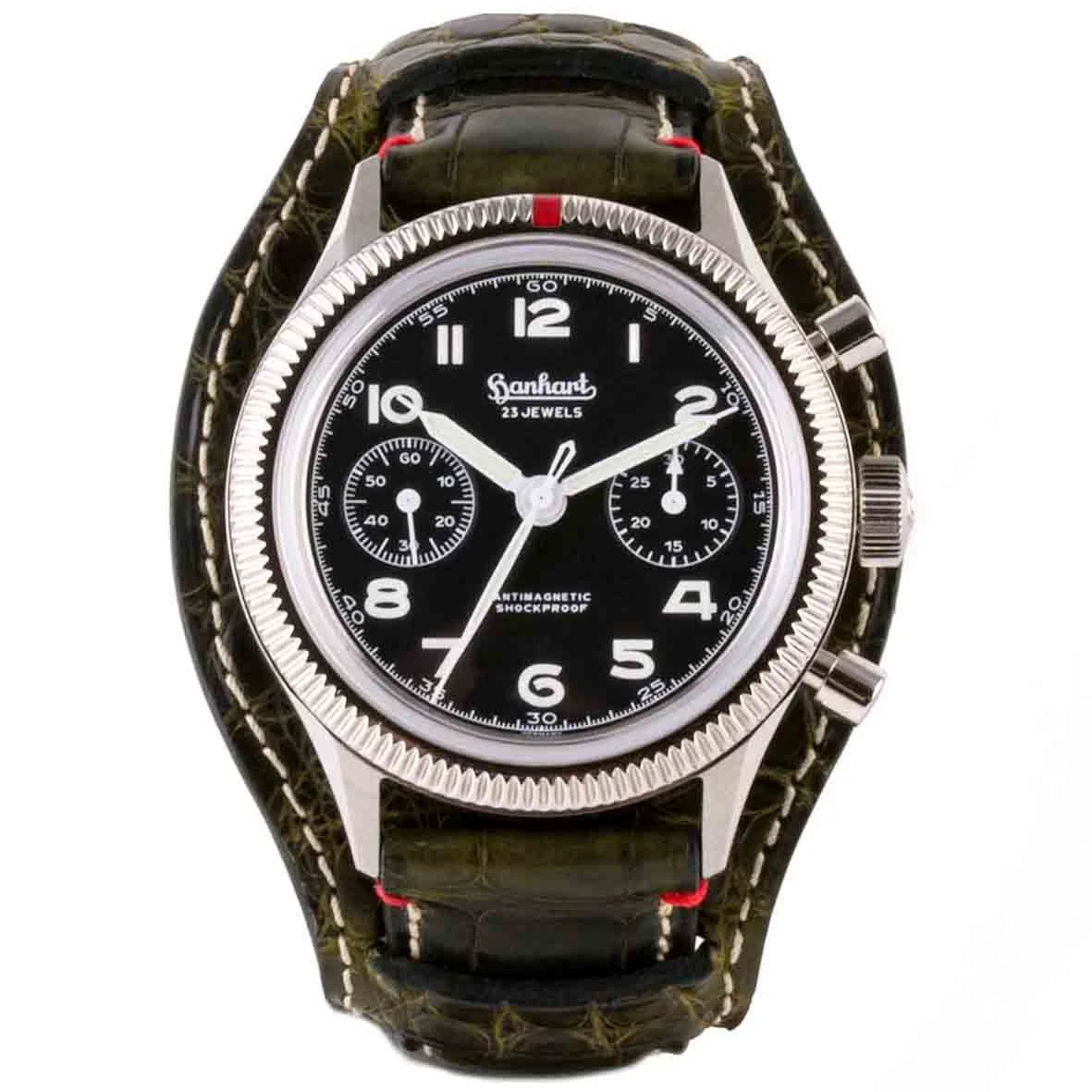 Montre Hanhart 417 ES - 42mm - Steve Mc. Croco Kaki Mécanique Diamètre 42 Mm- H721.210-7010-crocokaki 3 Montre Hanhart 417 ES - 42mm - Steve Mc. Croco Kaki Mécanique Diamètre 42 Mm- H721.210-7010-crocokaki