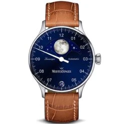 Montre MeisterSinger Lunascope Ponçage Solaire Bleu 40 Mm- LS908