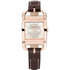 Montre Pequignet Attellage Quartz - Cadran Argent - Bracelet Marron Foncé - 5896438
