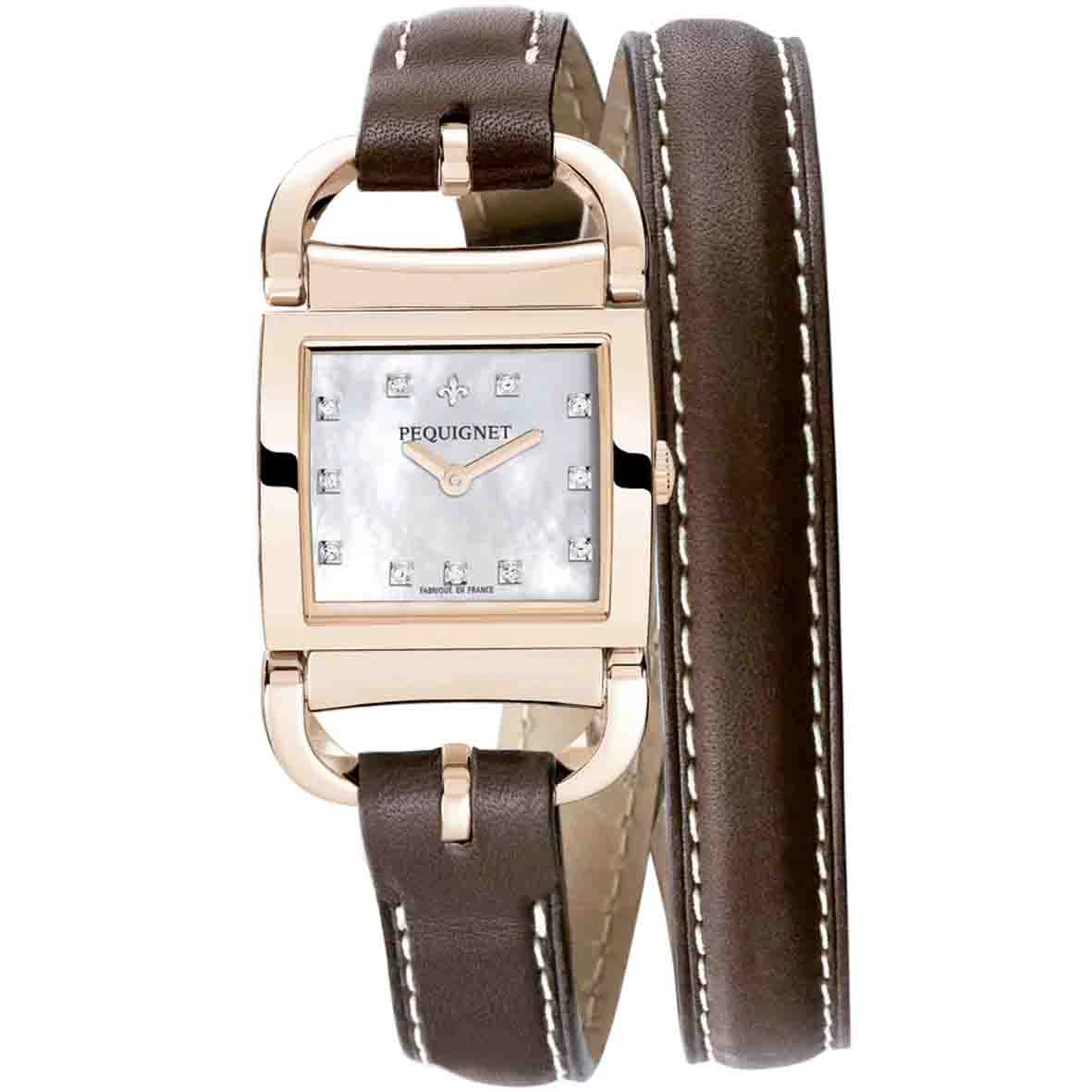 Montre Pequignet Attellage Quartz - Cadran Nacre Blanc - Bracelet Marron Foncé - 5896508CD-DTC 3 Montre Pequignet Attellage Quartz - Cadran Nacre Blanc - Bracelet Marron Foncé - 5896508CD-DTC