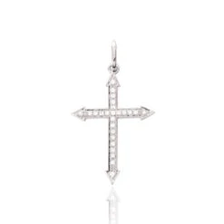 Pendentif Croix En Or Et Diamant Or Blanc 0.09 Ct Laurianne - 3.370.31