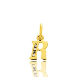 Pendentif Or Jaune Et Oxyde De Zirconium Initiale R Myriam