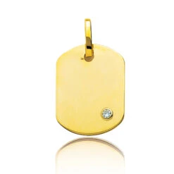 Pendentif Or Jaune Rectangulaire Et Diamant Or Jaune - -Violette - T3B