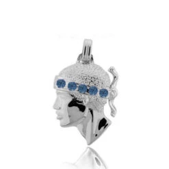 Pendentif Tête De Maure En Or Blanc Et Saphirs Or Blanc Giulia - PT2GS
