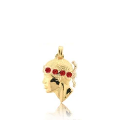 Pendentif Tête De Maure Rubis Or Jaune Délia - PT12R
