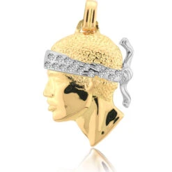 Pendentif Tête De Maure Serti De Diamants Or Jaune Athéna - PT4DTS