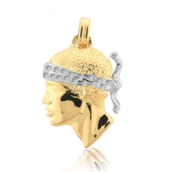 Pendentif Tête De Maure Serti De Diamants Or Jaune Korail - PT3DTS