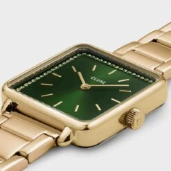 Cluse Tétragone Watch Steel Stones Green, Gold Colour - 28 Mm - CW10311 -Accessoires De Mode ori tetragone watch steel stones green gold colour 28 mm cw10311 46343 69254